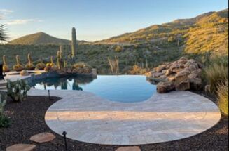 desert landscape designed pool area in a Las Vegas backyard