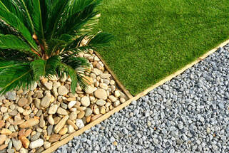desert landscape design example with turf and rocks